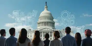 Diverse individuals contemplating US Capitol, symbolizing upcoming immigration policy changes