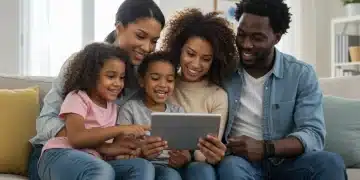 Family reviewing Child Tax Credit 2025 information on a tablet