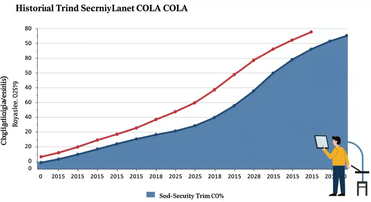 Historical Social Security COLA trends graph showing annual percentage increases.
