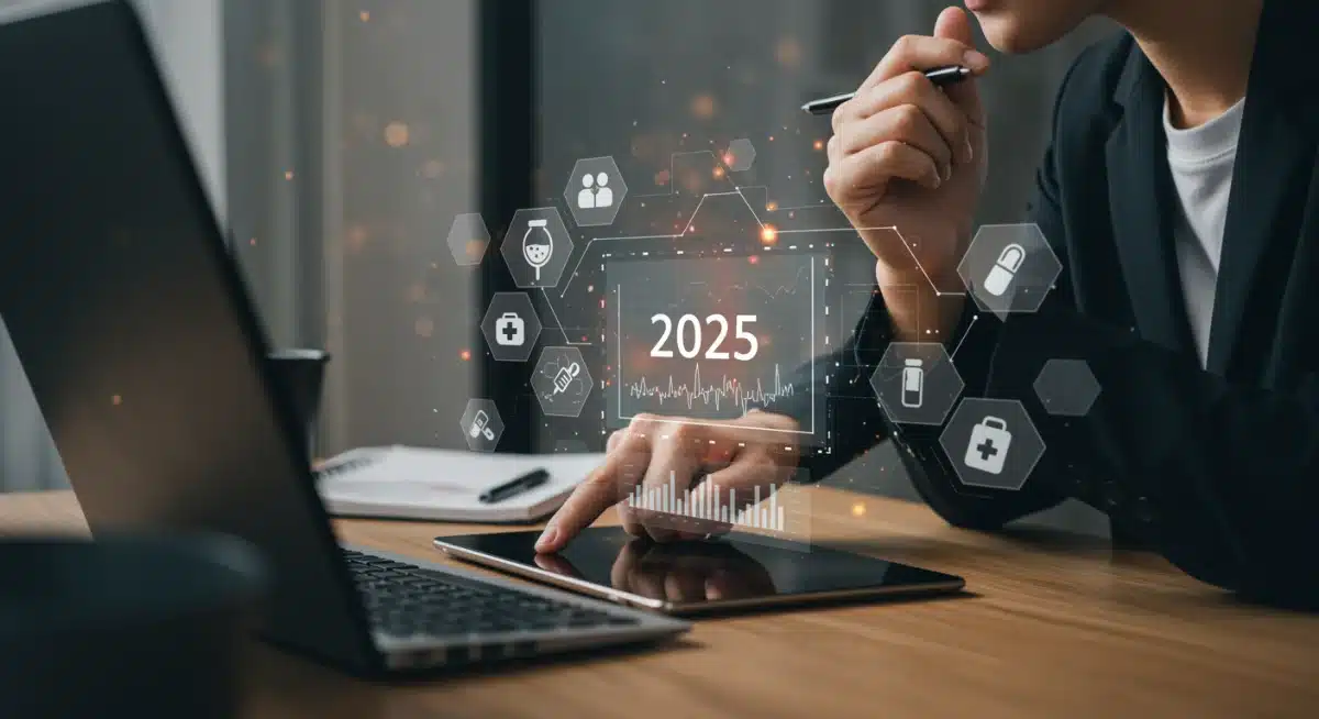 Individual planning HSA investments for 2025 on a tablet