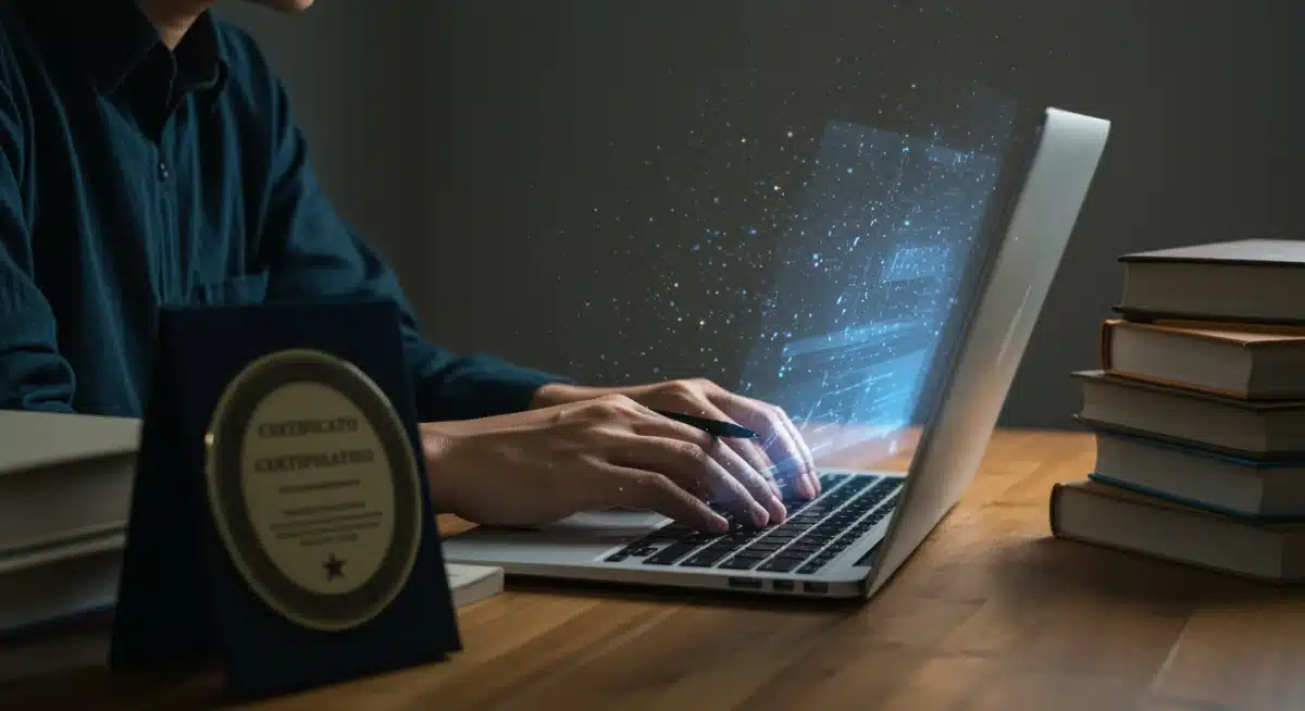 Person studying for specialized certifications online