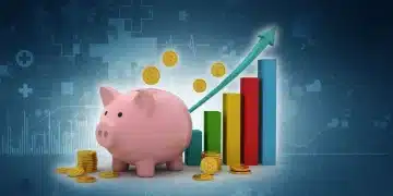 Heart-shaped piggy bank with growth charts, symbolizing optimized HSA savings for 2025