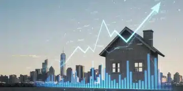 Illustration depicting US housing market trends with rising interest rates