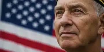 Thoughtful U.S. veteran reflecting on future benefits