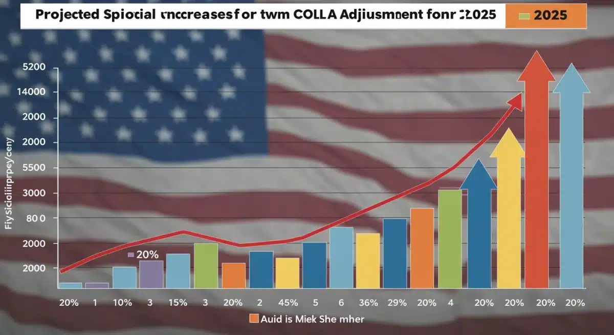 Infographic showing projected 2025 COLA adjustment for Social Security