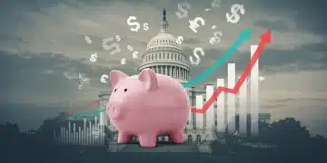2026 Inflation Outlook: Protecting Your Savings from 4.1% Increase Piggy bank amidst rising inflation charts, symbolizing savings protection in 2026