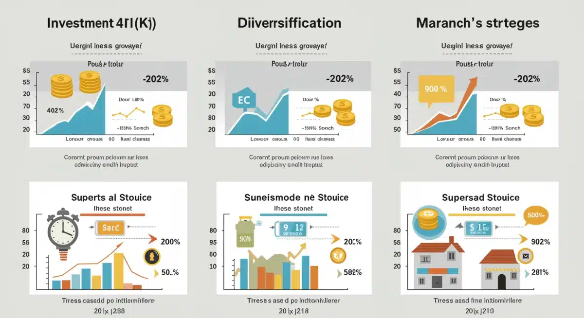 Infographic showing diversified 401(k) investment portfolio strategies