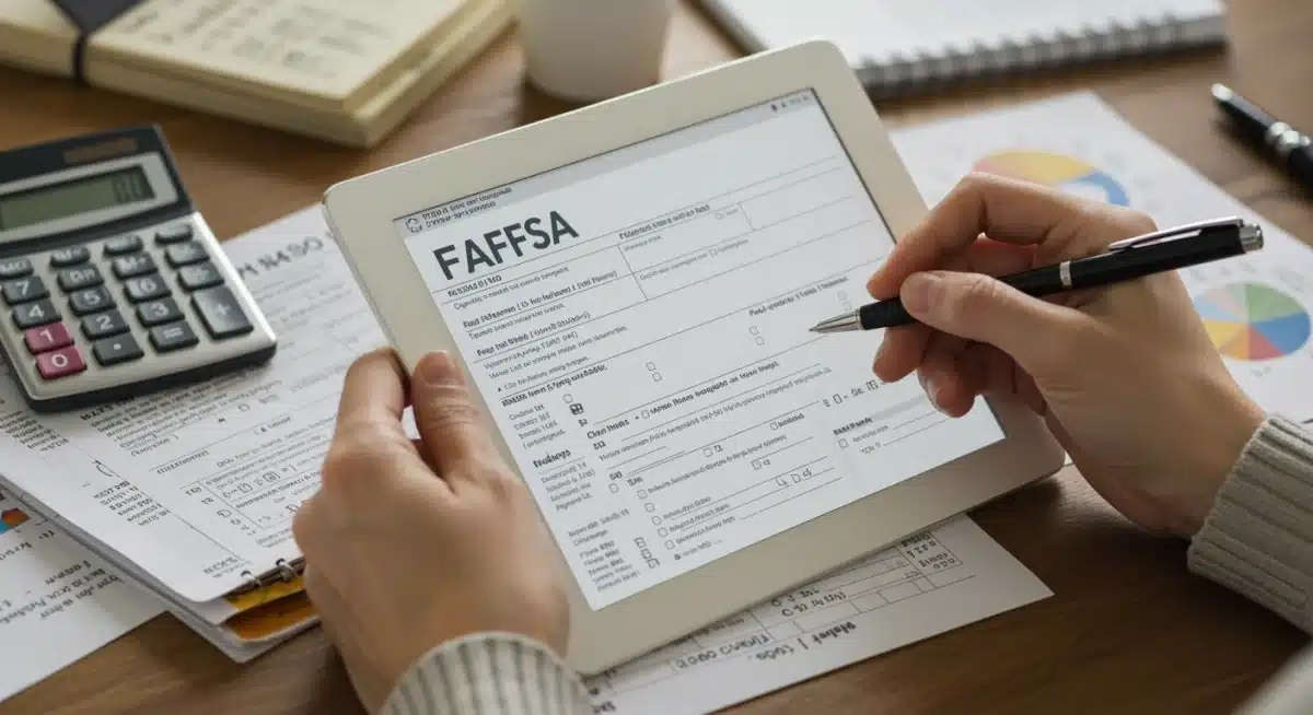 Person filling out FAFSA form on tablet