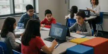 Students learning with new education policies and technology