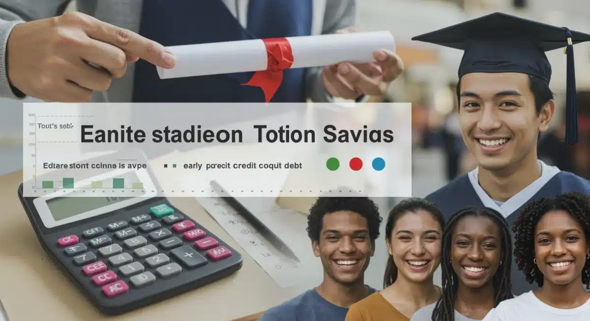 Financial calculator displaying college tuition savings from earning early college credits.