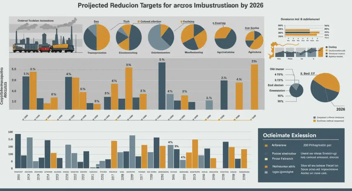 Infographic showing projected carbon emission reduction targets for various US industries by 2026.
