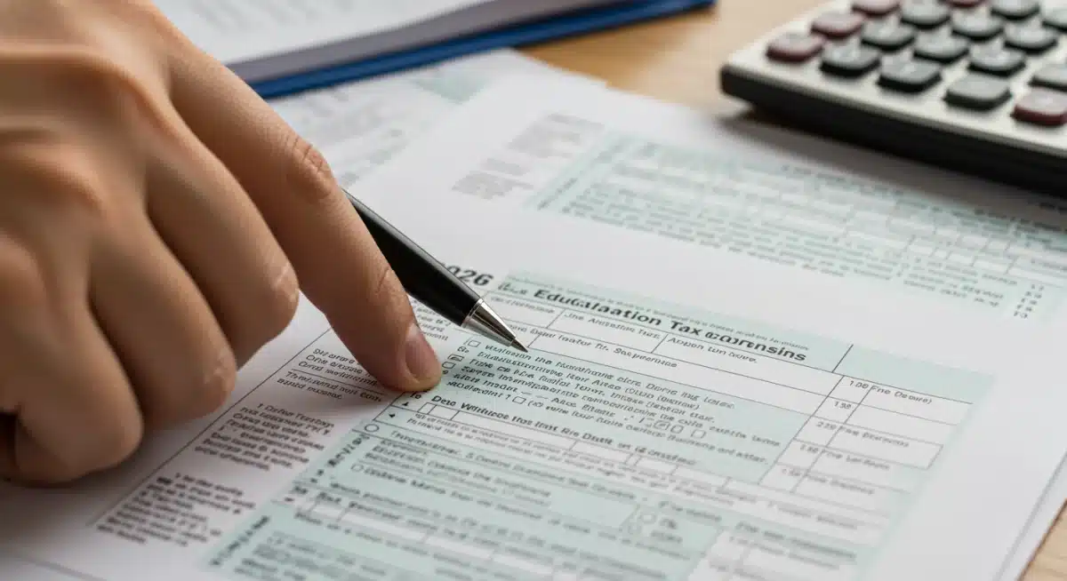 Detail of tax form for education credits