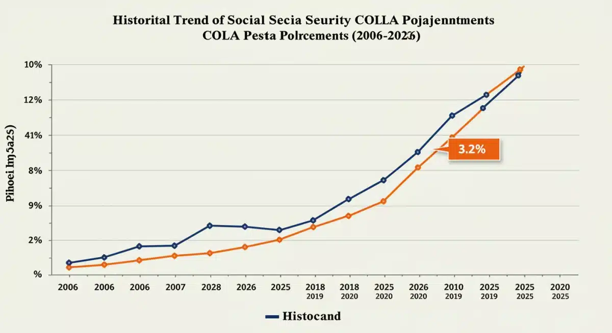 Historical and projected Social Security COLA trends graph