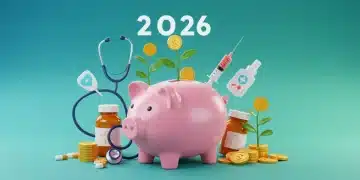 Heart-shaped piggy bank with medical symbols and growing money plants, representing HSA growth in 2026.
