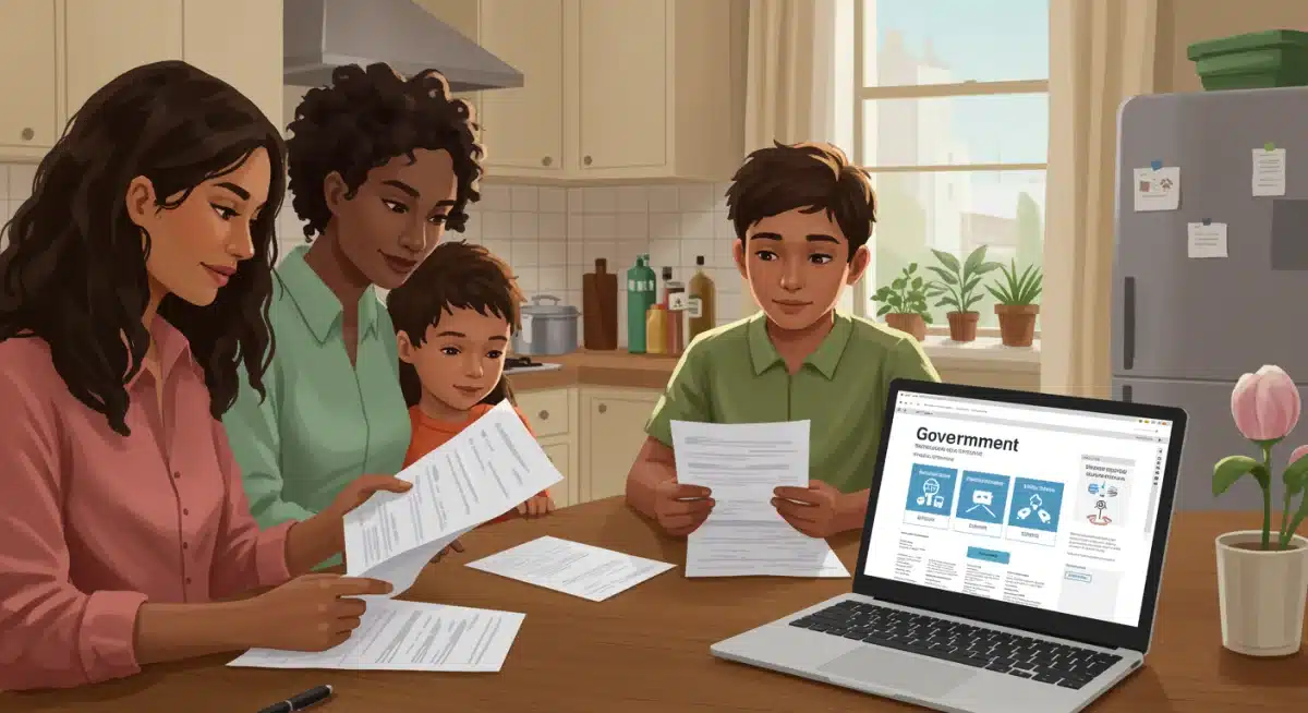 Diverse family applying for LIHEAP benefits online