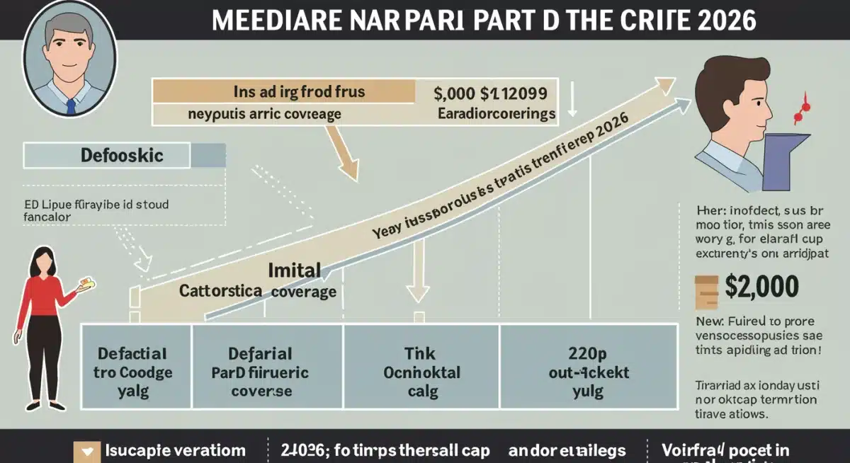 Infographic showing Medicare Part D coverage phases and 2026 out-of-pocket cap.