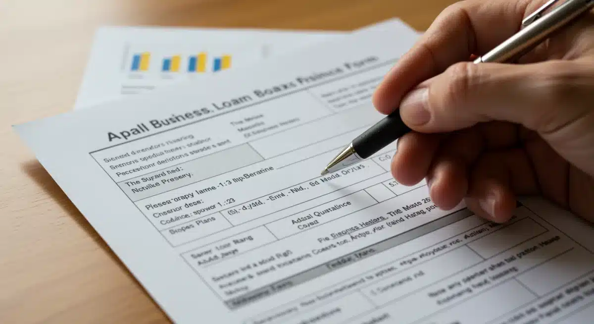 Detailed view of a federal loan application form being filled out