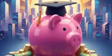 Piggy bank with graduation cap overflowing with money, symbolizing 401(k) growth and retirement savings for 2026.