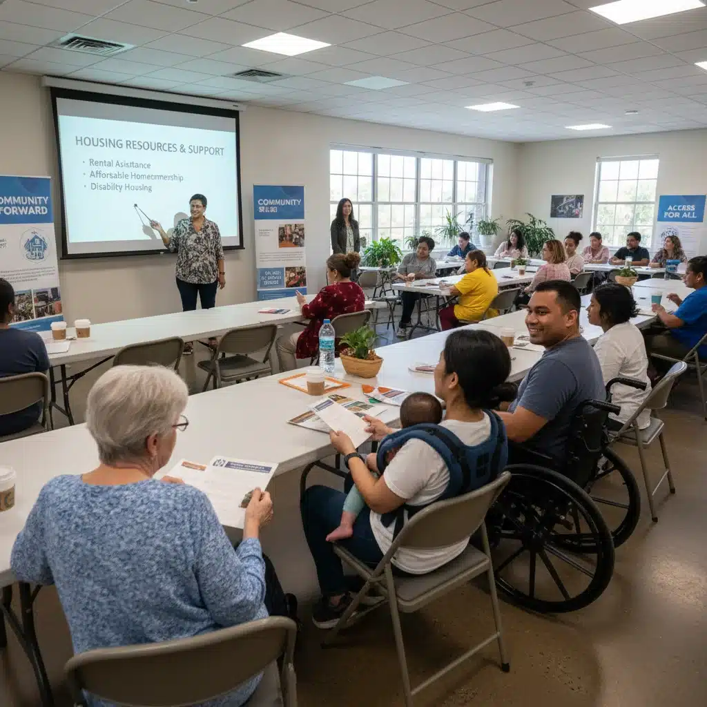 Community members at a housing assistance workshop, learning about Section 8 and other resources.