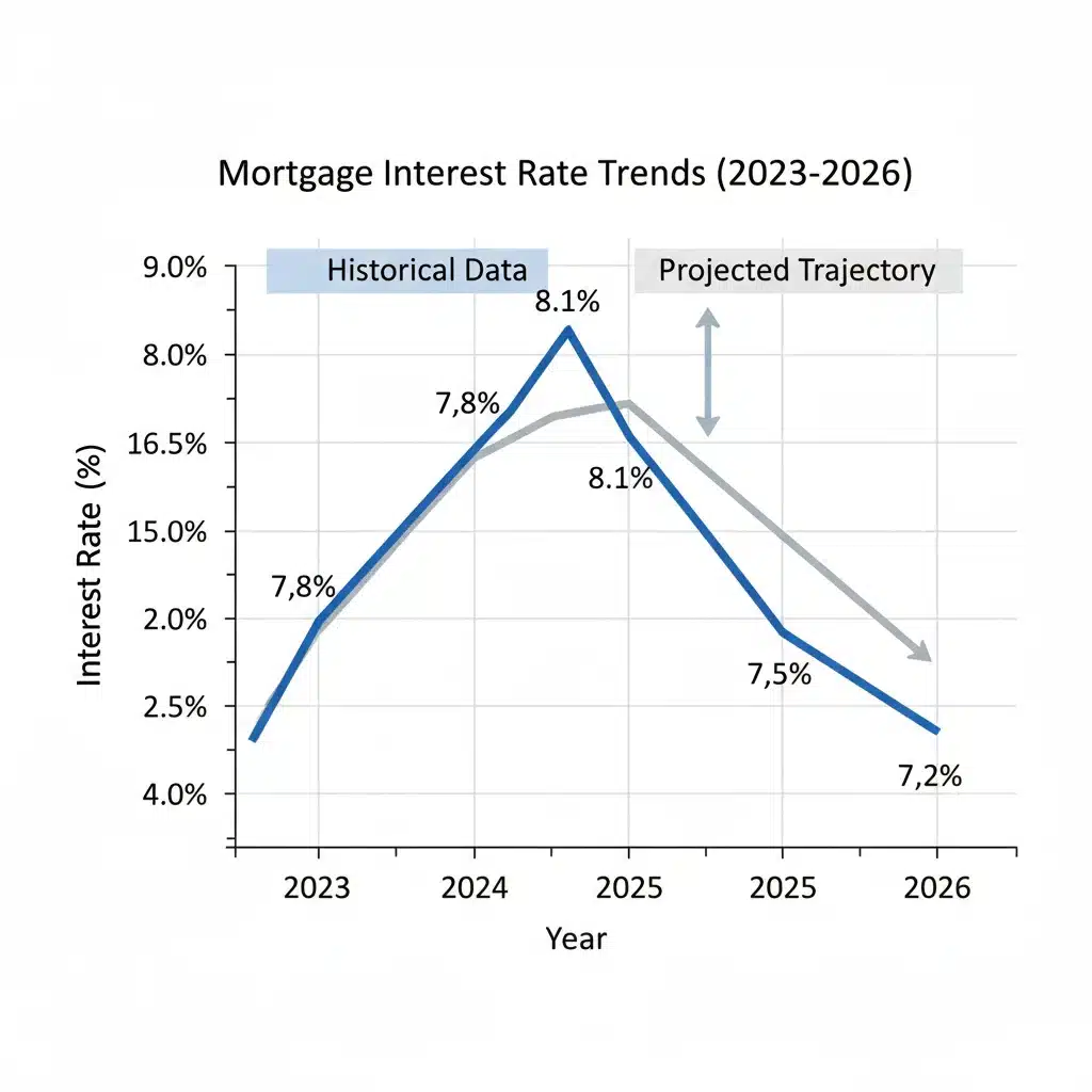 Graph showing projected mortgage interest rates for the 2026 housing market.