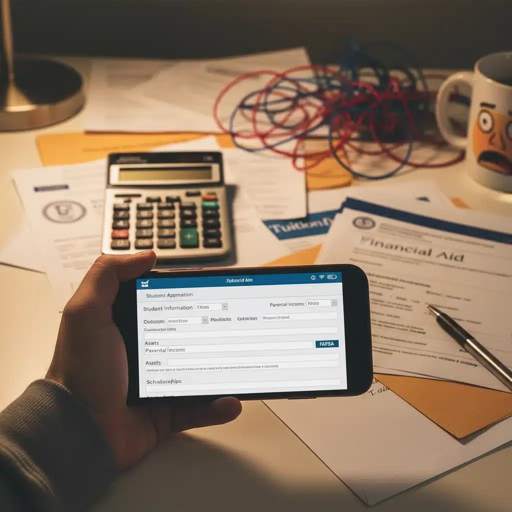 Navigating financial aid forms on a smartphone for college applications.