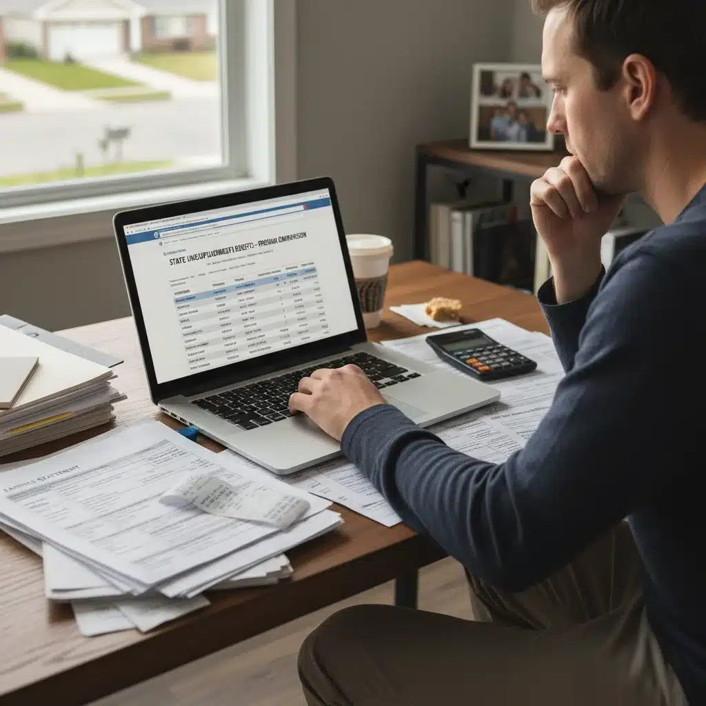 Individual researching unemployment benefit eligibility and application process
