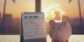 Financial calendar showing Q3 2026 with icons for taxes, savings, housing, and student loans, representing the CARES Act sunset.