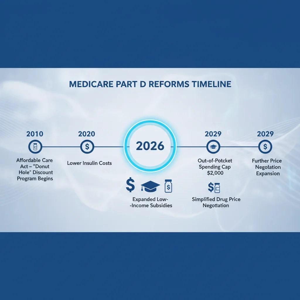 Timeline of Medicare Part D reform implementation leading to 2026