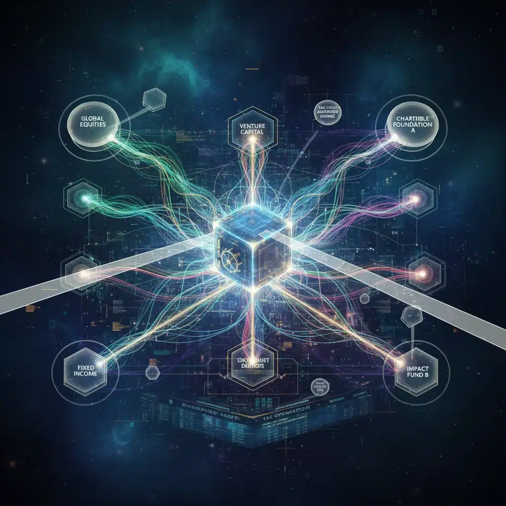 Digital representation of diversified investment portfolio and charitable giving for tax efficiency