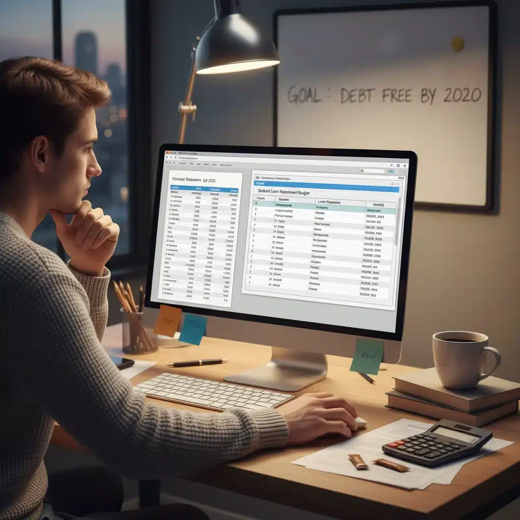 Person reviewing financial statements for student loan repayment planning