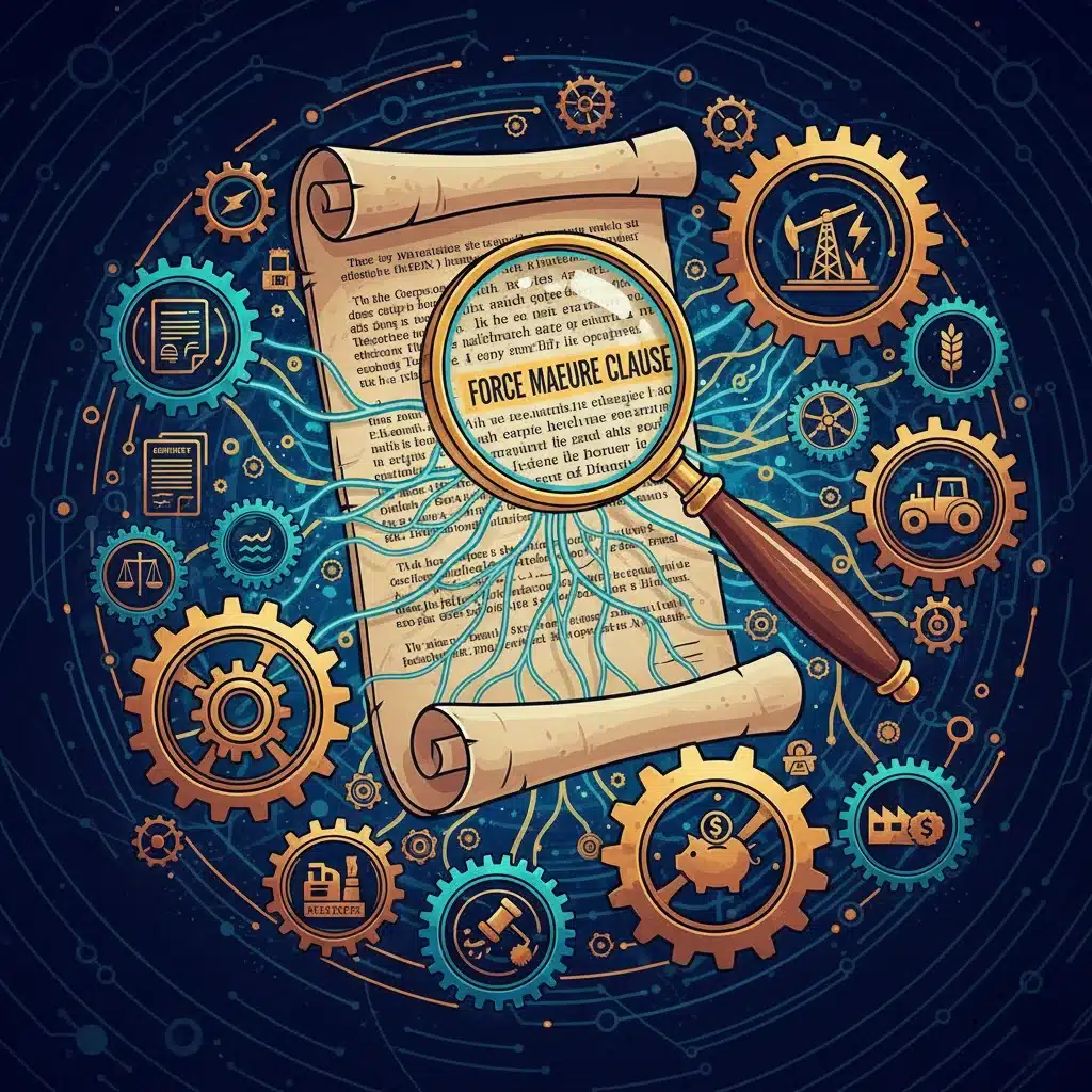 Intricate legal document under a magnifying glass, showing interconnected policy effects.