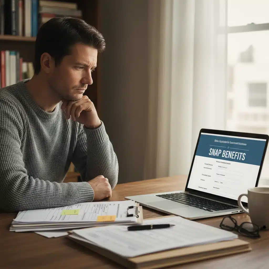 Individual completing an online SNAP benefits application form