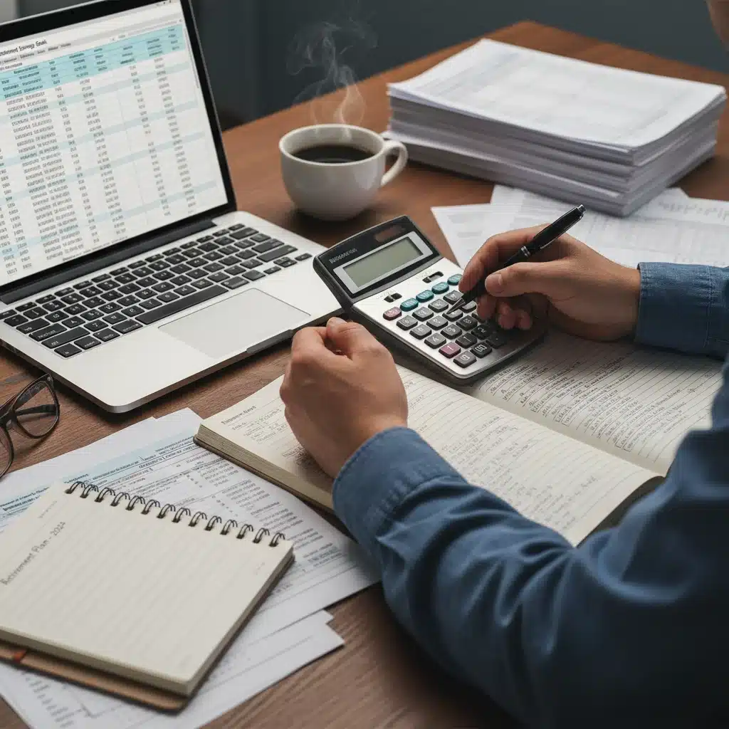 Individual calculating retirement budget and expenses