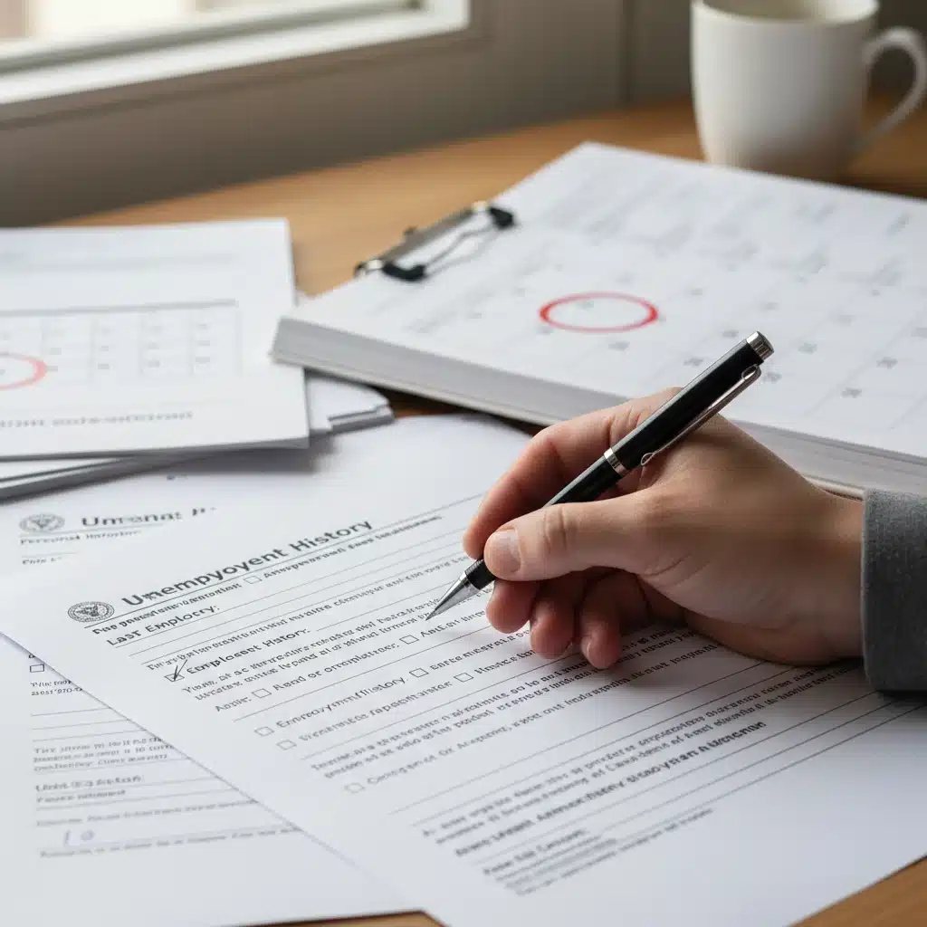 Detailed unemployment insurance application form completion