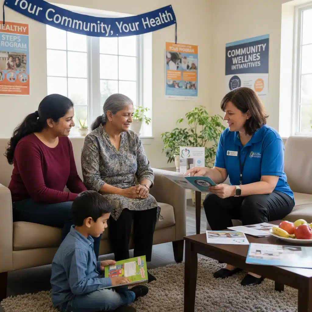 Community health worker assisting a family with Medicaid service access