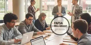 Students reviewing financial aid documents and laptops, symbolizing the impact of new FAFSA regulations.