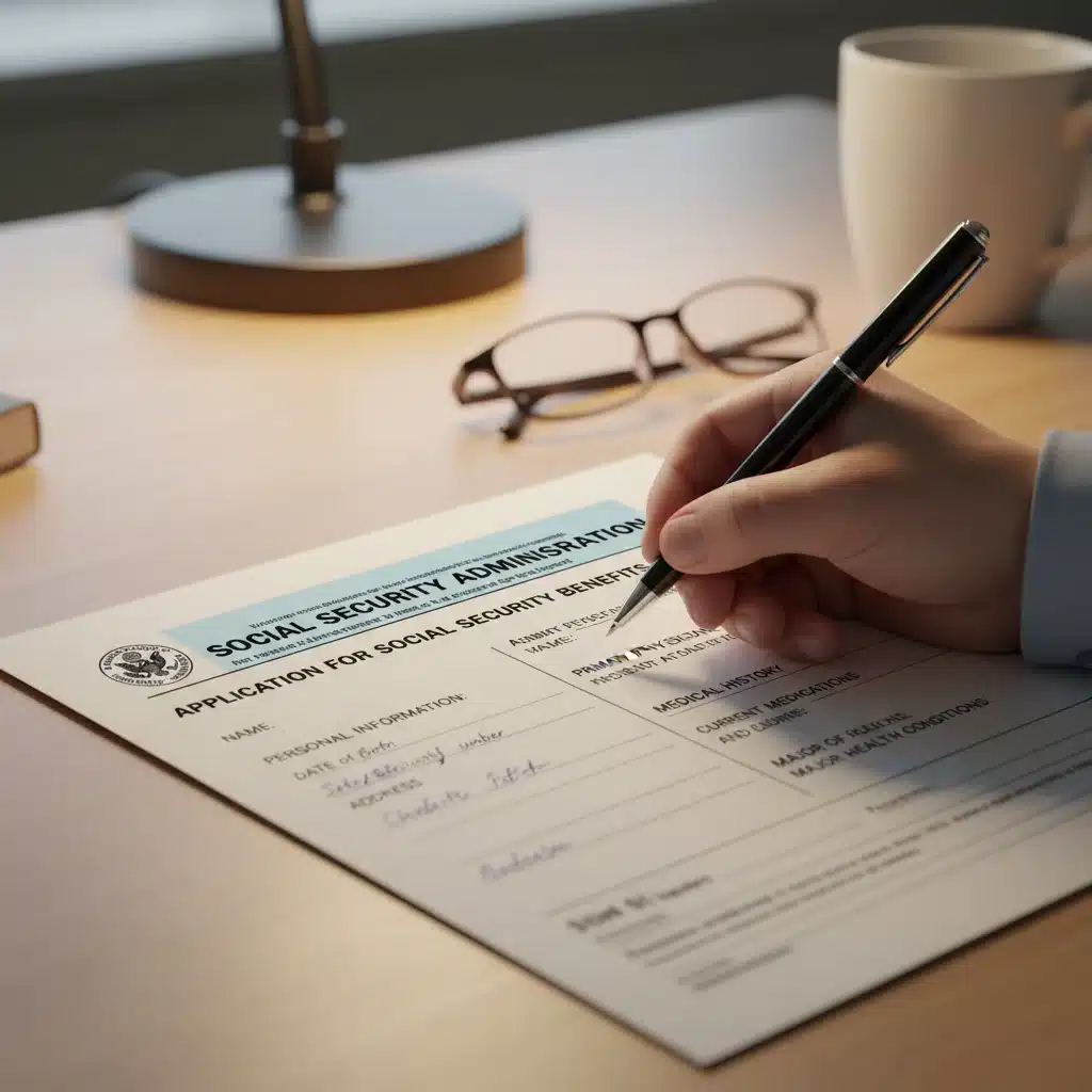Filling out Social Security disability application form