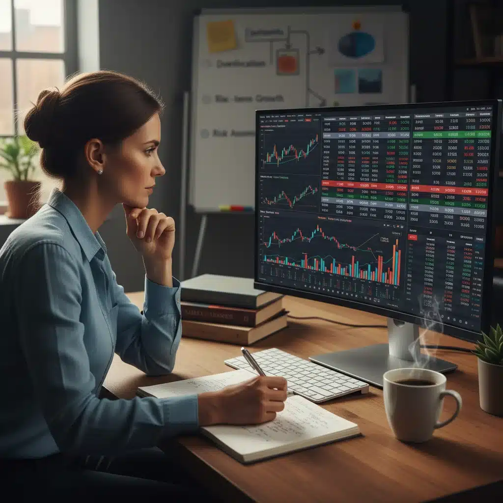 Individual analyzing investment graphs and financial data for inflation protection.