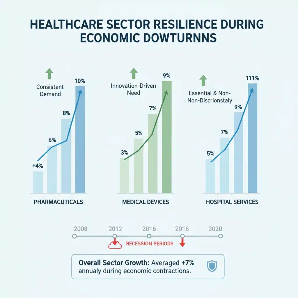 Healthcare sector resilience during economic downturns infographic