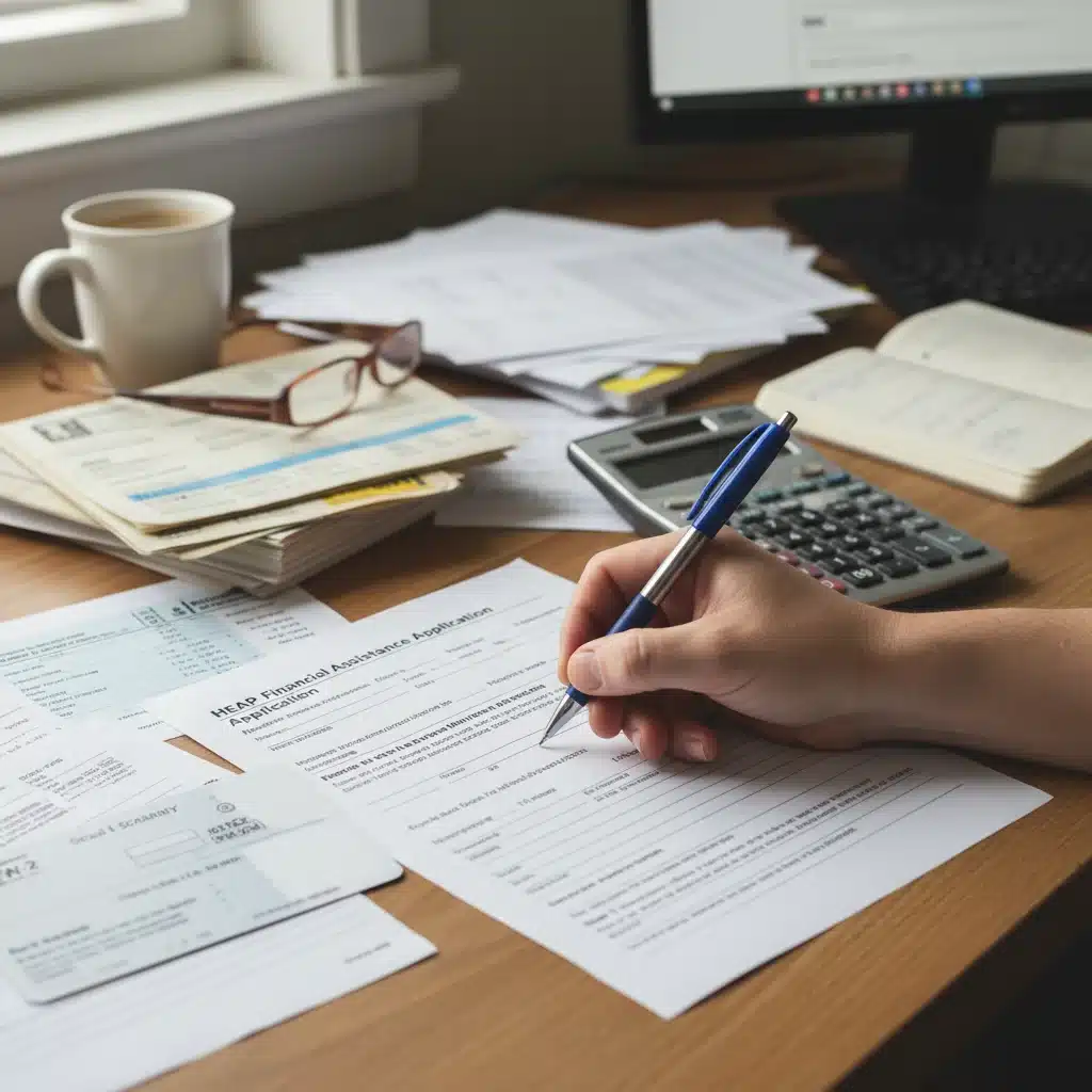 Filling out HEAP application form for energy aid