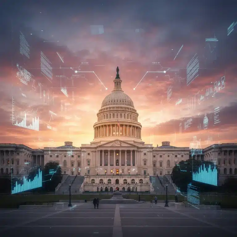 United States Capitol building at dawn, symbolizing legislative action and future policy.