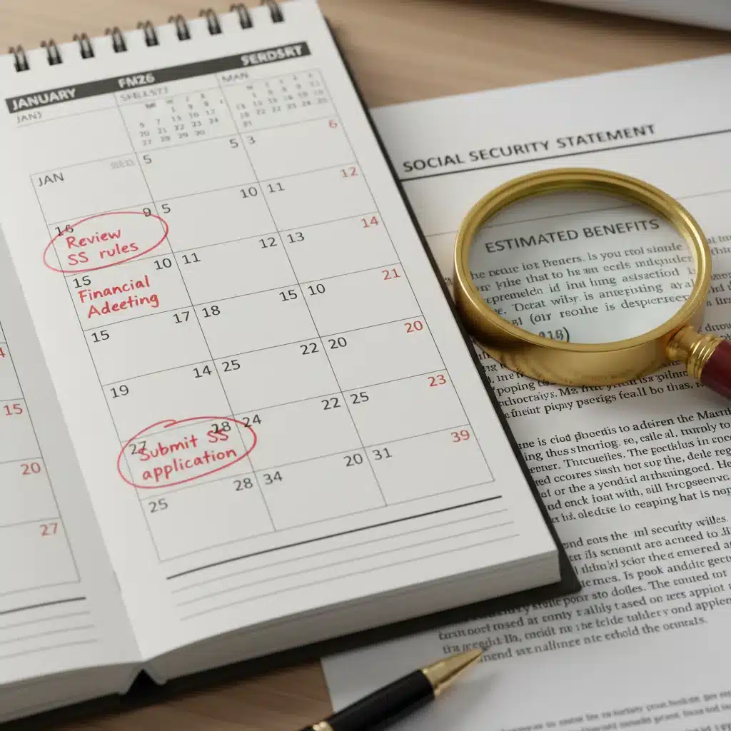 Calendar for 2026 with important dates for Social Security planning highlighted.