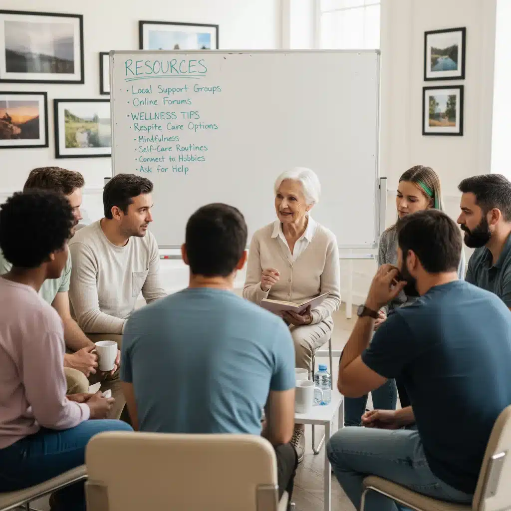 Caregiver support group meeting, showing community and shared resources for mental wellness.