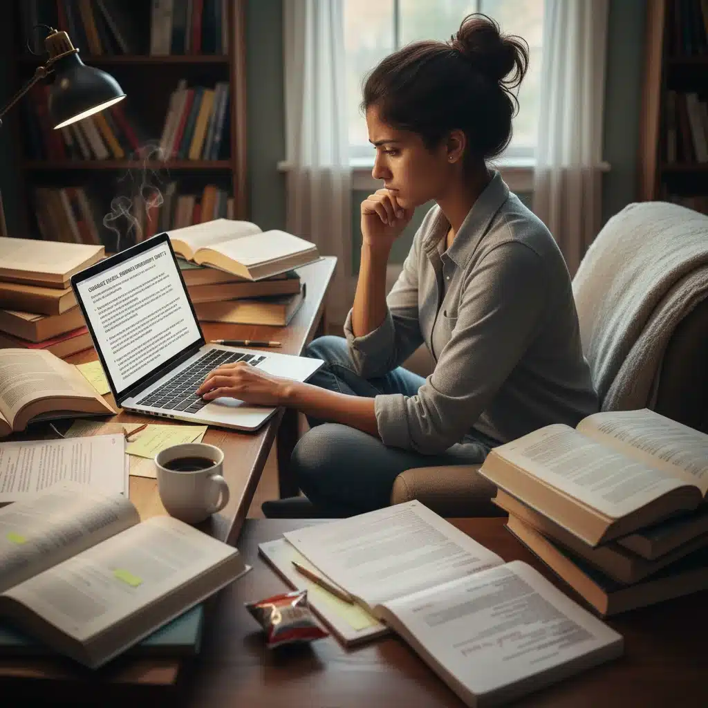 Student writing personal statement for graduate school application