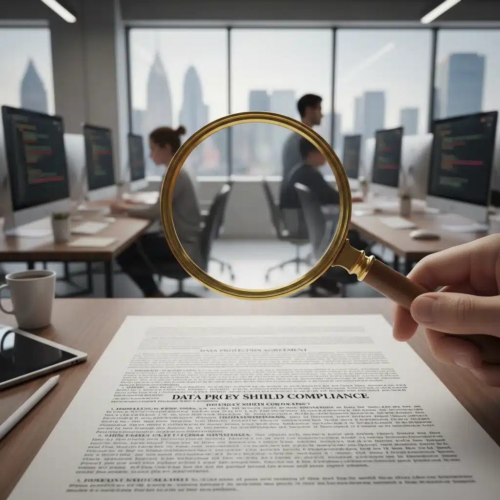 Magnifying glass examining fine print of data privacy regulation