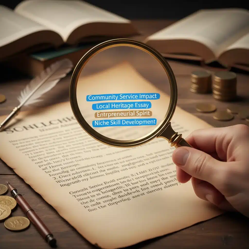 Magnifying glass over unique scholarship criteria